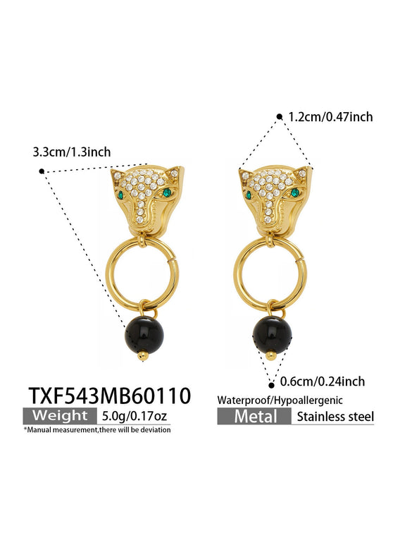 Wholesale Light Luxury Lion Head Y Shaped Tassel Stainless Steel Electroplated Jewelry Set For Women Including Necklace Earrings And Bracelet