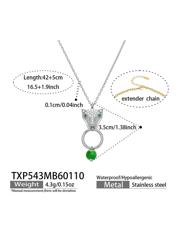 Wholesale Light Luxury Lion Head Y Shaped Tassel Stainless Steel Electroplated Jewelry Set For Women Including Necklace Earrings And Bracelet