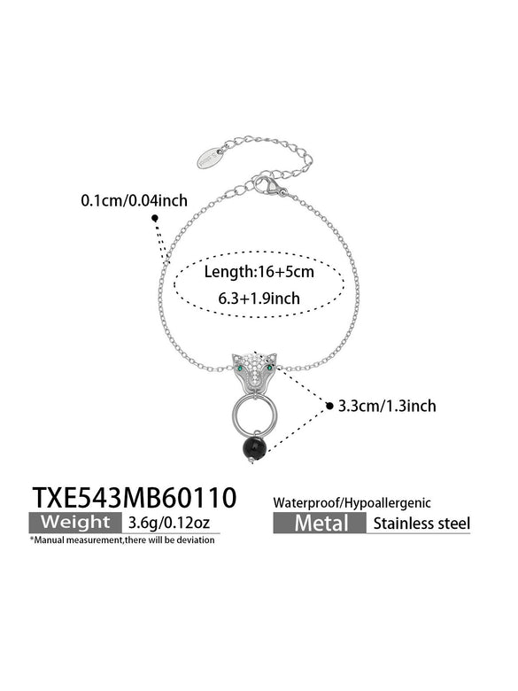 Wholesale Light Luxury Lion Head Y Shaped Tassel Stainless Steel Electroplated Jewelry Set For Women Including Necklace Earrings And Bracelet