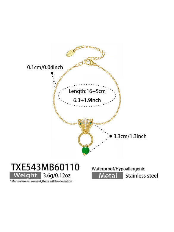 Wholesale Light Luxury Lion Head Y Shaped Tassel Stainless Steel Electroplated Jewelry Set For Women Including Necklace Earrings And Bracelet