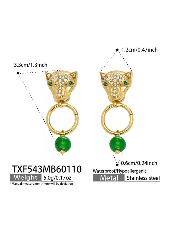 Wholesale Light Luxury Lion Head Y Shaped Tassel Stainless Steel Electroplated Jewelry Set For Women Including Necklace Earrings And Bracelet