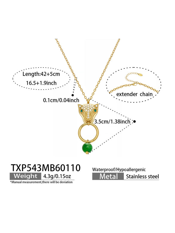 Wholesale Light Luxury Lion Head Y Shaped Tassel Stainless Steel Electroplated Jewelry Set For Women Including Necklace Earrings And Bracelet