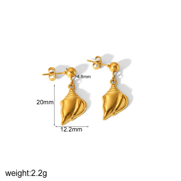 Wholesale Light Luxury Marine Series Stainless Steel Shell Earrings With 18K Gold Starfish Design Electroplated For Women