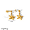 Wholesale Light Luxury Marine Series Stainless Steel Shell Earrings With 18K Gold Starfish Design Electroplated For Women
