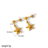 Wholesale Light Luxury Marine Series Stainless Steel Shell Earrings With 18K Gold Starfish Design Electroplated For Women