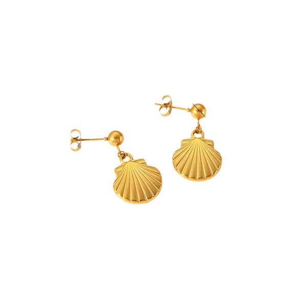 Wholesale Light Luxury Marine Series Stainless Steel Shell Earrings With 18K Gold Starfish Design Electroplated For Women