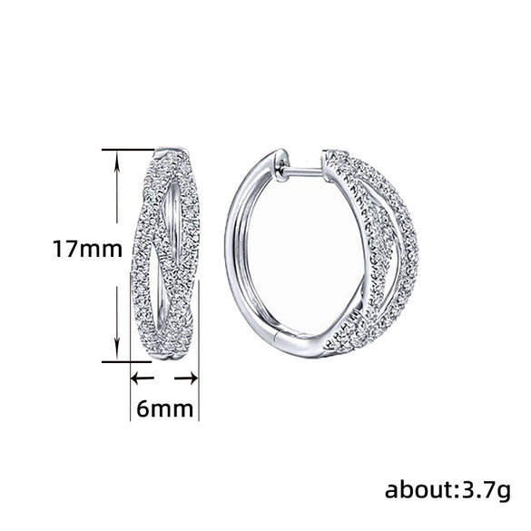 Wholesale Light Luxury Micro Inlay Zircon Geometric Cross Copper Earrings For Women