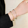 Wholesale Light Luxury Microinlaid Brass Letter Bracelet With Zircon Inlay