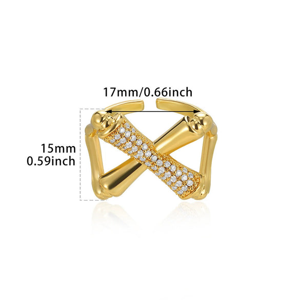 Wholesale Light Luxury Microinlaid Zircon Open Ring Copper Electroplated Love Devil's Eye Bow Tie Diamond U Shape Unisex Jewelry