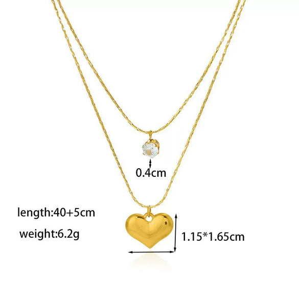 Wholesale Light Luxury Minimalist Geometric 18K Real Gold Plated Heart Necklace For Women