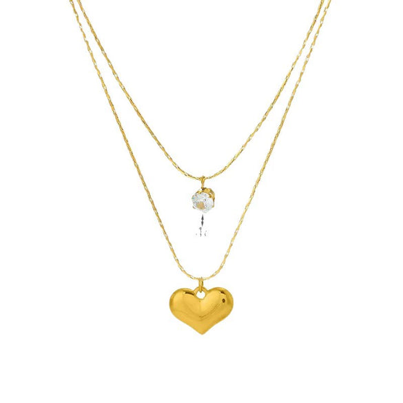 Wholesale Light Luxury Minimalist Geometric 18K Real Gold Plated Heart Necklace For Women