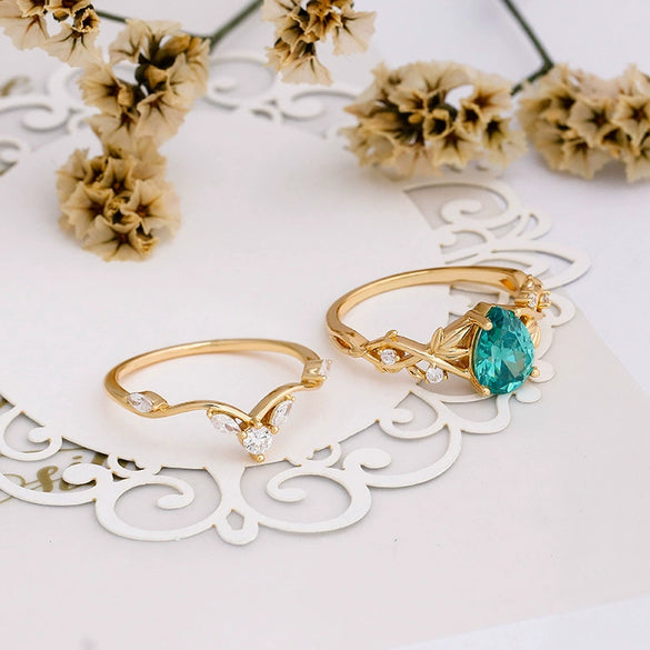 Wholesale Light Luxury Minimalist Geometric 925 Silver 14K Gold Plated Women's Ring Set