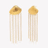 Wholesale Light Luxury Minimalist Geometric Stainless Steel Electroplated 18K Gold Imitation Pearl Chain Tassel Shell Women's Earrings