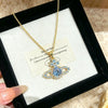Wholesale Light Luxury Minimalist Planet Pattern Zirconia Inlaid Titanium Steel Oshaped Chain Necklace For Women