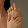 Wholesale Light Luxury Morandi Color Hollow Open Nonfading Women's Ring Stainless Steel Electroplated