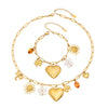 Wholesale Light Luxury Multielement Heart Pendant Necklace And Bracelet Set For Women 18K Goldplated Titanium Steel