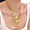 Wholesale Light Luxury Multielement Heart Pendant Necklace And Bracelet Set For Women 18K Goldplated Titanium Steel