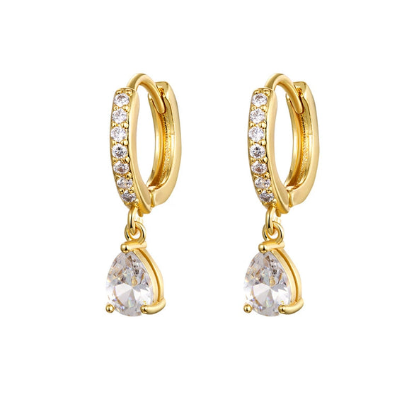 Wholesale Light Luxury Natural Drop Shape Copper Plated With Real Gold Earrings