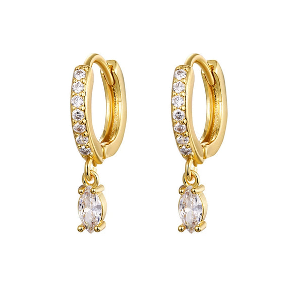 Wholesale Light Luxury Natural Drop Shape Copper Plated With Real Gold Earrings