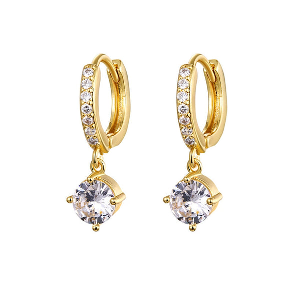 Wholesale Light Luxury Natural Drop Shape Copper Plated With Real Gold Earrings