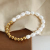Wholesale Light Luxury Natural Handmade Geometric 316L Stainless Steel Goldplated Freshwater Pearl Bracelet Jewelry For Women