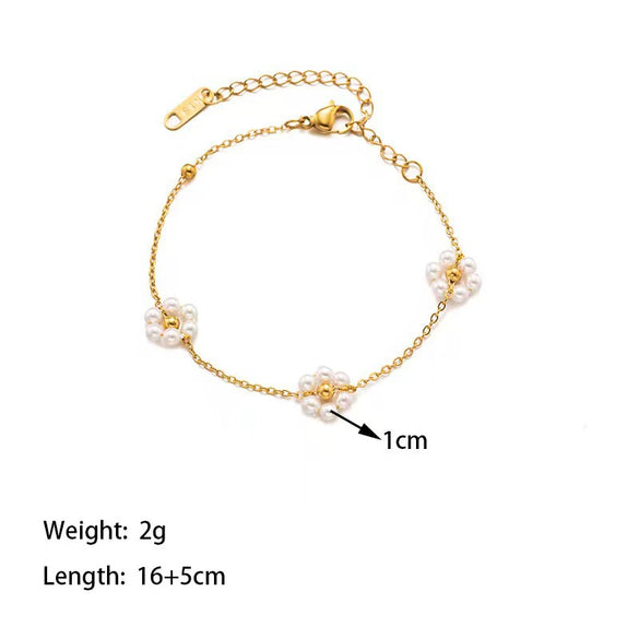 Wholesale Light Luxury Natural Heart Geometric Electroplated Titanium Steel Women's Bracelet