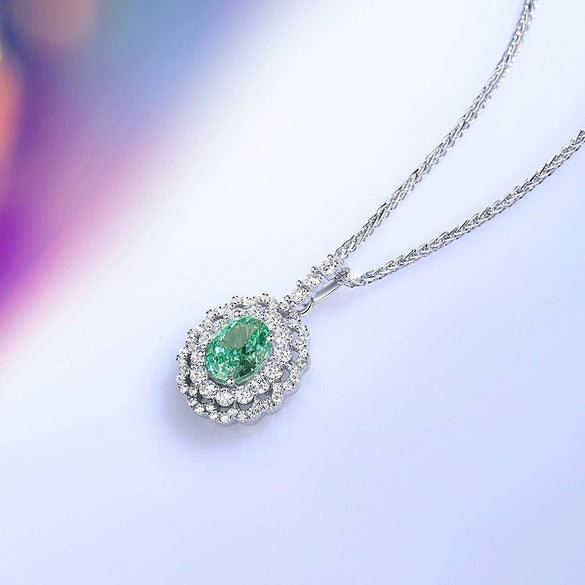 Wholesale Light Luxury Necklace 925 Silver Geometric Oval Pendant With Diamond Design