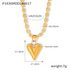 Wholesale Light Luxury Niche Design Heart Shaped Titanium Steel Rice Bead Necklace Electroplated 18K Gold For Women