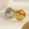 Wholesale Light Luxury Niche Geometric Heart Shaped Stainless Steel 18K Gold Plated Diamondstudded Casting Ring For Women