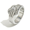 Wholesale Light Luxury Niche Geometric Heart Shaped Stainless Steel 18K Gold Plated Diamondstudded Casting Ring For Women