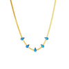 Wholesale Light Luxury Niche Gold Plated Blue Diamond Water Drop Titanium Steel Clavicle Chain Necklace With Electroplating And Geometric Design