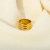 Wholesale Light Luxury Niche Simple Design Nonfading Unisex Ring In Stainless Steel With Wave Pattern And Vacuum Real Gold Pvd Treatment