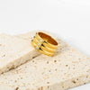 Wholesale Light Luxury Niche Simple Design Nonfading Unisex Ring In Stainless Steel With Wave Pattern And Vacuum Real Gold Pvd Treatment