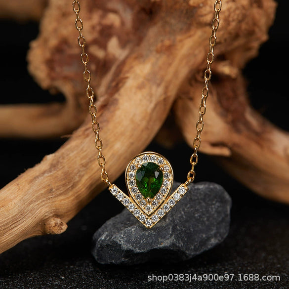 Wholesale Light Luxury Niche Style Vshaped Geometric Silver 925 Sterling Silver Plated 18K Gold Ring Set With Gems Jewelry Accessories