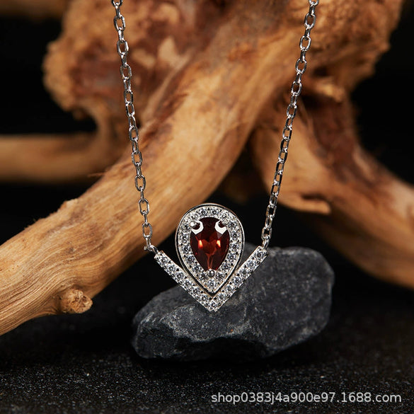 Wholesale Light Luxury Niche Style Vshaped Geometric Silver 925 Sterling Silver Plated 18K Gold Ring Set With Gems Jewelry Accessories