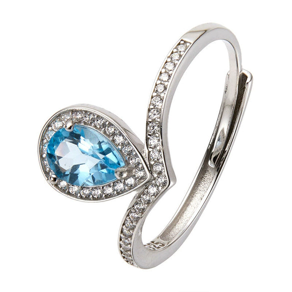 Wholesale Light Luxury Niche Style Vshaped Geometric Silver 925 Sterling Silver Plated 18K Gold Ring Set With Gems Jewelry Accessories