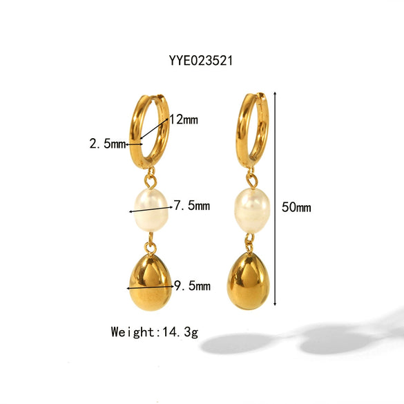 Wholesale Light Luxury Niche Titanium Steel Drop Shape Earrings For Women 18K Gold Plated