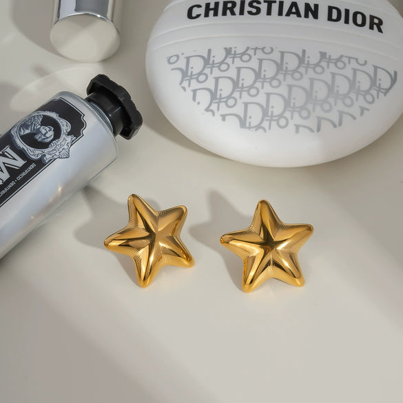 Wholesale Light Luxury Niche Titanium Steel Earrings And Ring Suit With Star Sun Moon Clouds Universe Pattern Pvd Furnace Vacuum Real Gold Plating For Women