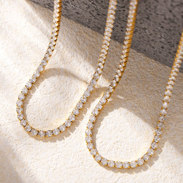 Wholesale Light Luxury Niche Titanium Steel Zircon Necklace With Geometric Pattern And Gold Plated Treatment For Women