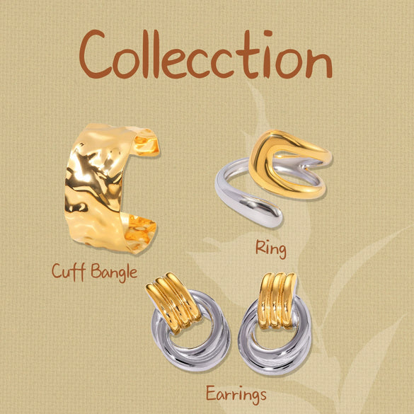 Wholesale Light Luxury Niche Women's Titanium Non Fading Stainless Steel Jewelry Set With Electroplating Earrings Bracelet And Ring