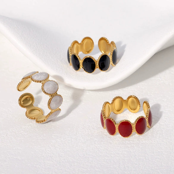 Wholesale Light Luxury Open Adjustable Titanium Steel Ring For Women With Crown Shape And Electroplating Process