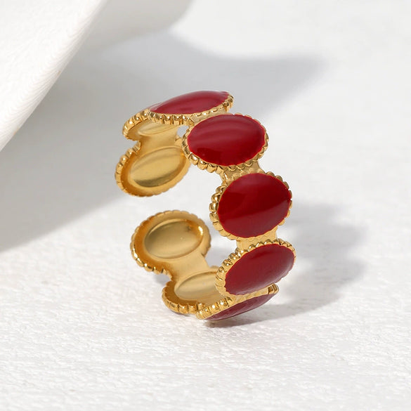 Wholesale Light Luxury Open Adjustable Titanium Steel Ring For Women With Crown Shape And Electroplating Process