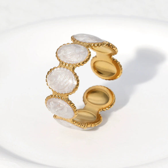 Wholesale Light Luxury Open Adjustable Titanium Steel Ring For Women With Crown Shape And Electroplating Process