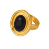 Wholesale Light Luxury Oval Geometric Stainless Steel Black Onyx Ring With Electroplating