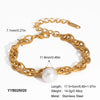 Wholesale Light Luxury Personality Fashion Double Ring Chain Pearl Bracelet In Stainless Steel With Pvd Furnace Vacuum Real Gold Plating For Women