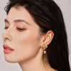 Wholesale Light Luxury Petal Tassel Freshwater Pearl Titanium Steel Flower Earrings For Women With Electroplating