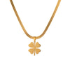 Wholesale Light Luxury Plants Flowers Fourleaf Clover Titanium Steel Electroplated Snake Bone Chain Necklace For Women