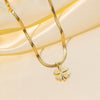 Wholesale Light Luxury Plants Flowers Fourleaf Clover Titanium Steel Electroplated Snake Bone Chain Necklace For Women