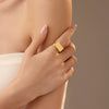 Wholesale Light Luxury Rectangular Stainless Steel Ring With Electroplating Jewelry