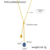 Wholesale Light Luxury Resin Tassel Pendant Stainless Steel 18K Gold Plated Long Necklace With Woolen Chain And Geometric Design